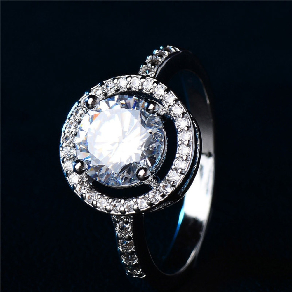 Sterling Silver Halo Solitaire Ring 1.5ct CZ, Sz 6, 9 & 10 - Picture 4 of 6